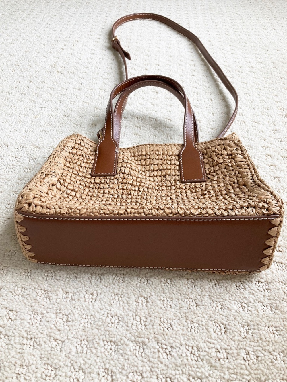 J. Crew Palma Top-Handle/Crossbody Bag in Handknotted Straw and Leather - Picture 5 of 11